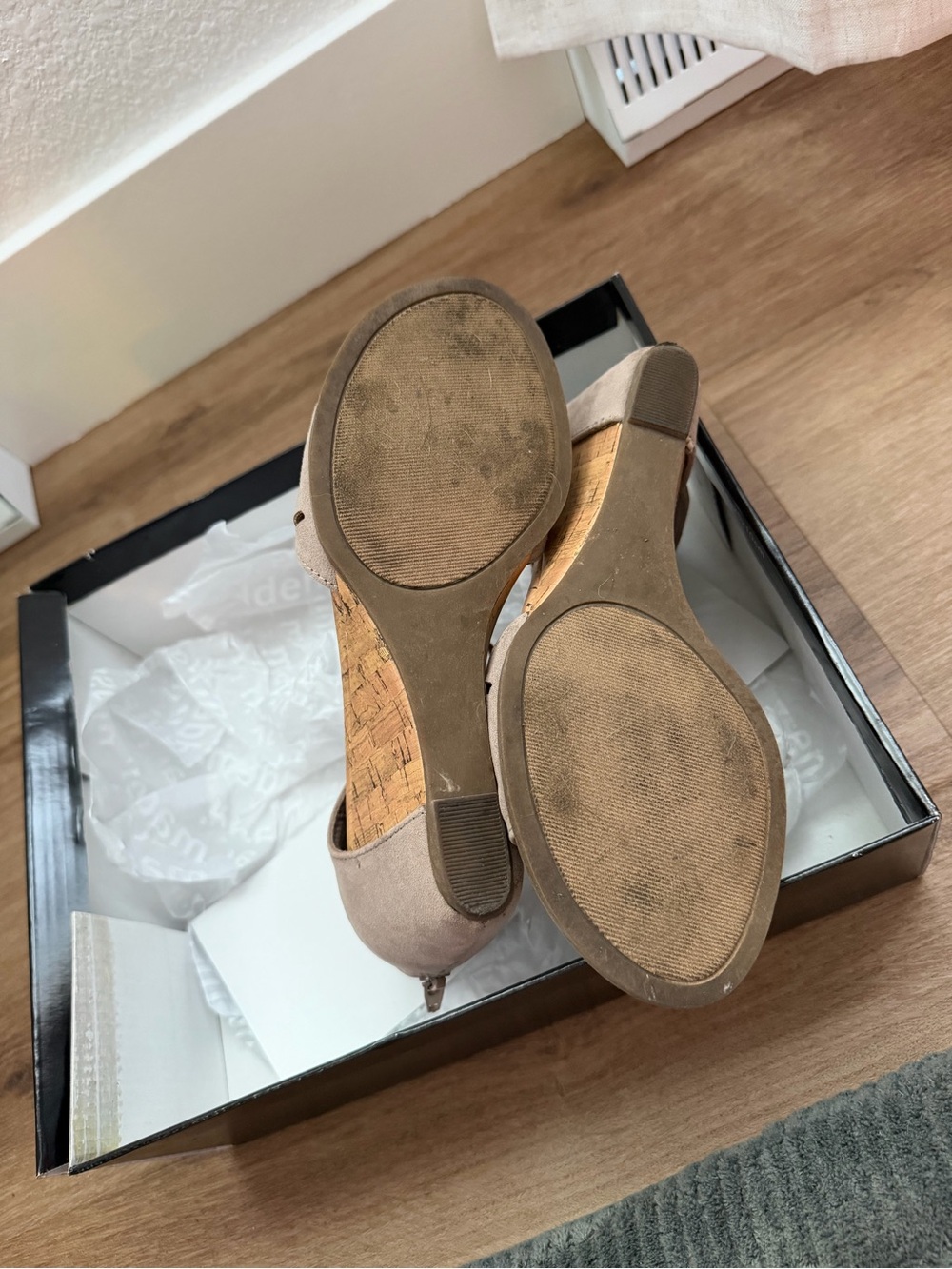 Steve Madden Taupe Lace-Up Cork Wedge Sandals - Picture 5 of 5